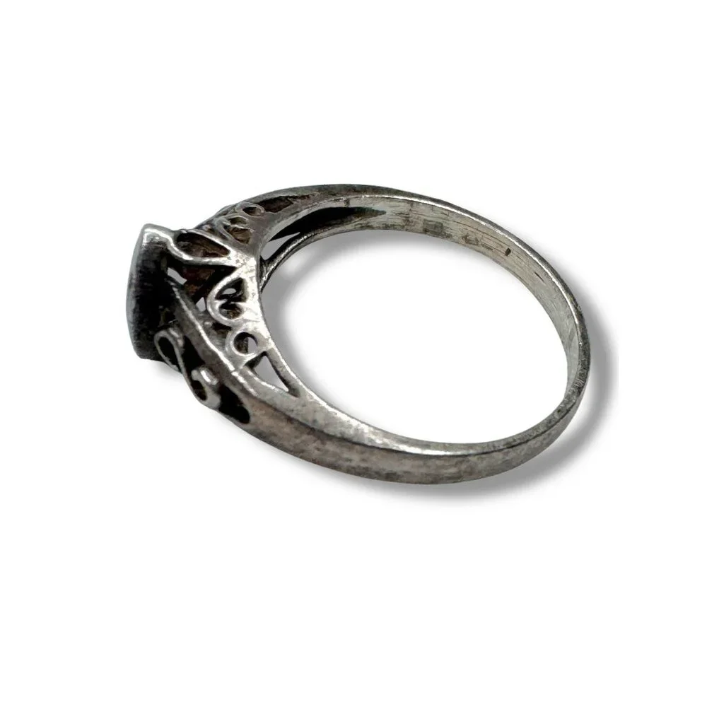 Sterling Silver Malachite Ring Size 5 - Picture 7 of 8